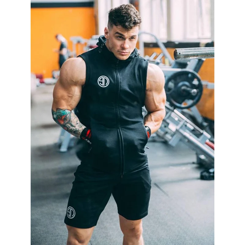 2019 New Summer Men Set 2PC Sporting Suit Sleeveless Zip Tank top+Shorts Two Piece Set high quality Gym sportwear Tracksuit Men 2019 New Summer Men Set 2PC Sporting Suit Sleeveless Zip Tank top+Shorts Two Piece Set high quality Gym sportwear Tracksuit Men
