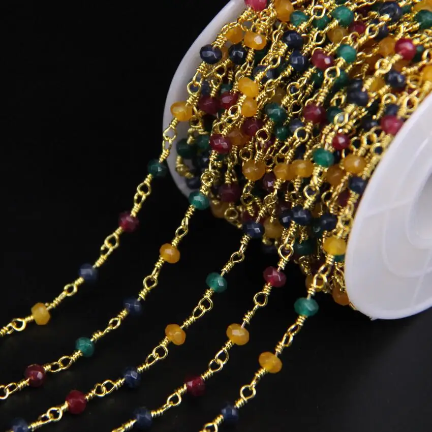 

2x4mm Mixed Malaysia Jades Faceted Rondelle Gold Chain,Colorful Jaspers Abacus beads Rosary Chain Bracelet Earrings Necklace