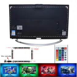 Светодио дный светодиодные ленты RGB 5050SMD 5 в 1 м/2 м 16 изменение цвета с USB 24KEY ИК контроллер для ТВ задний план освещение Nowaterproof