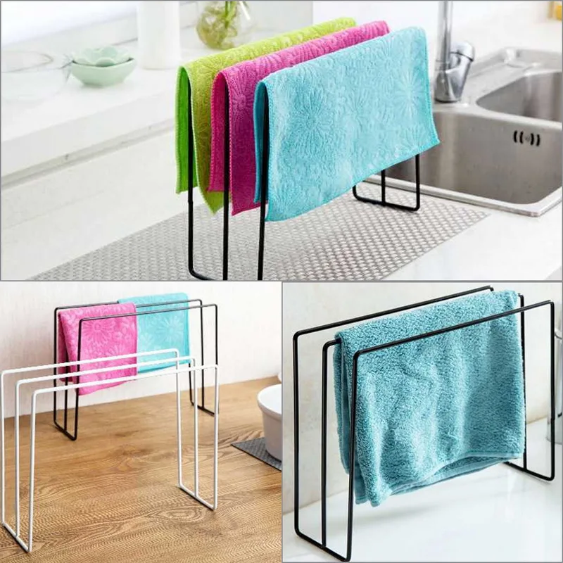 

HIFUAR Towel Stand storage Rack Rustproof Stainless Steel black and white Washing Cloth Drying Holder Kitchen bathroom Stand