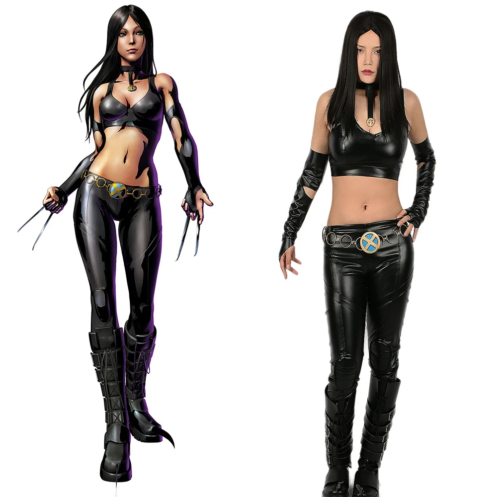 

Logan X-23 Laura Costume Women Top Quality PU Leather Black Sexy Movie Cosplay Costume Sets For Halloween Christmas Party