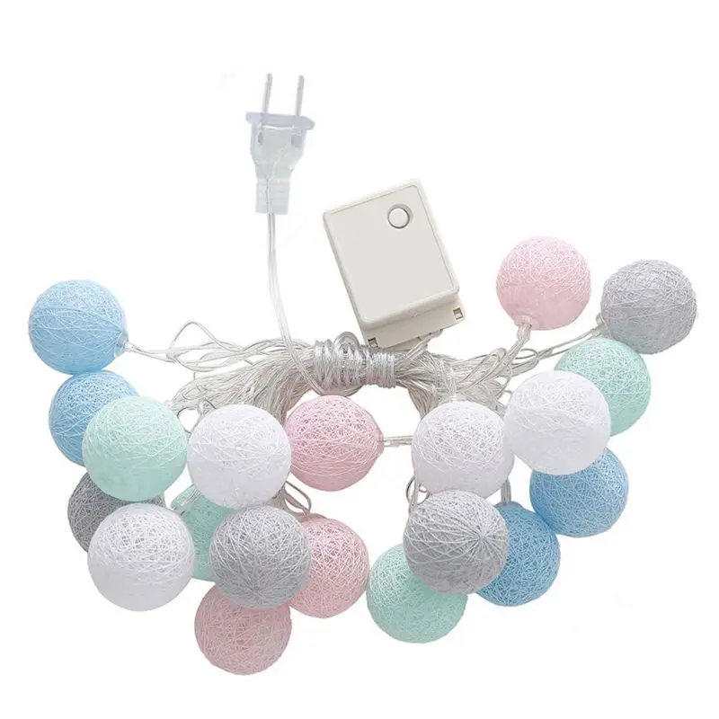 Гирлянда с хлопковыми шариками 20 светодиодов на батарейках|Украшения своими