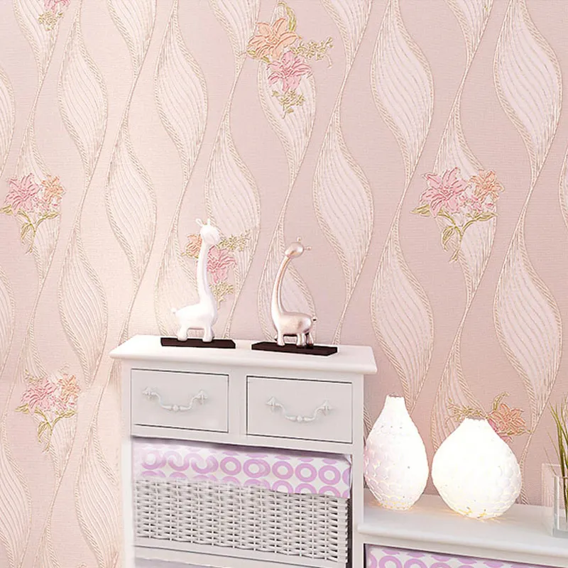 

Pastoral 3D Stereoscopic Non-woven Flower Wave Wallpaper Roll Bedroom Living Room TV Background Wall Papers Home Decor Modern