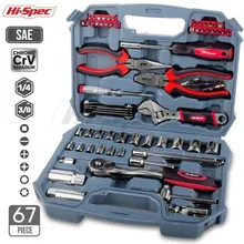 Hi-Spec 67pc Hand Tool Set Metric Car Auto Repair Automotive Mechanics Tool Kit Home Garage Socket Wrench Tools in Tool Case