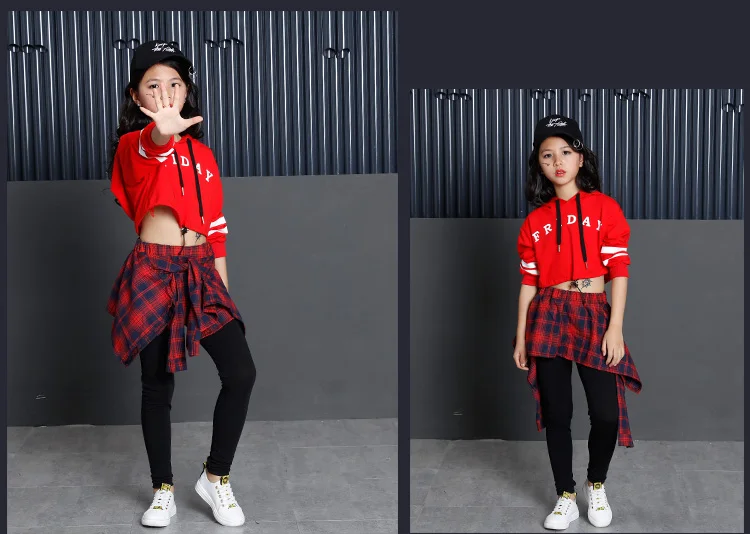 Long Sleeve Autumn Spring Black Girls Hip Hop Dance Costumes Kids Jazz Clothes Children Stage Ballroom Competition Dance Wear (12)