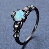 Anillo de compromiso con ópalo de corte de corazón, joyería de boda de circonia cúbica blanca a la moda, anillos de compromiso rellenos de Oro Negro RB0565 multicolor ► Foto 3/4