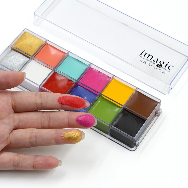 Preise IMAGIC 12 Farben Flash Tattoo Gesicht Körper Malen Ölgemälde Kunst Halloween Party Phantasie Kleid Schönheit Make Up Tools