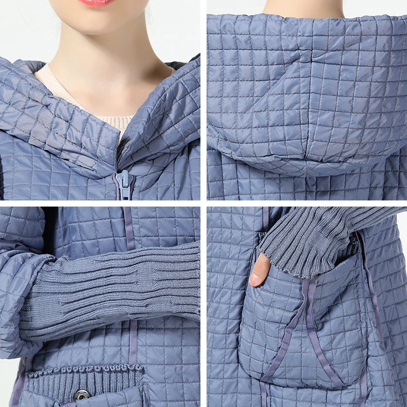 Women's Parka warm Winter Plaid Coat long plus size Jacket Female Casual Loose Cotton Padded Hooded Coats Woman AllureAmore