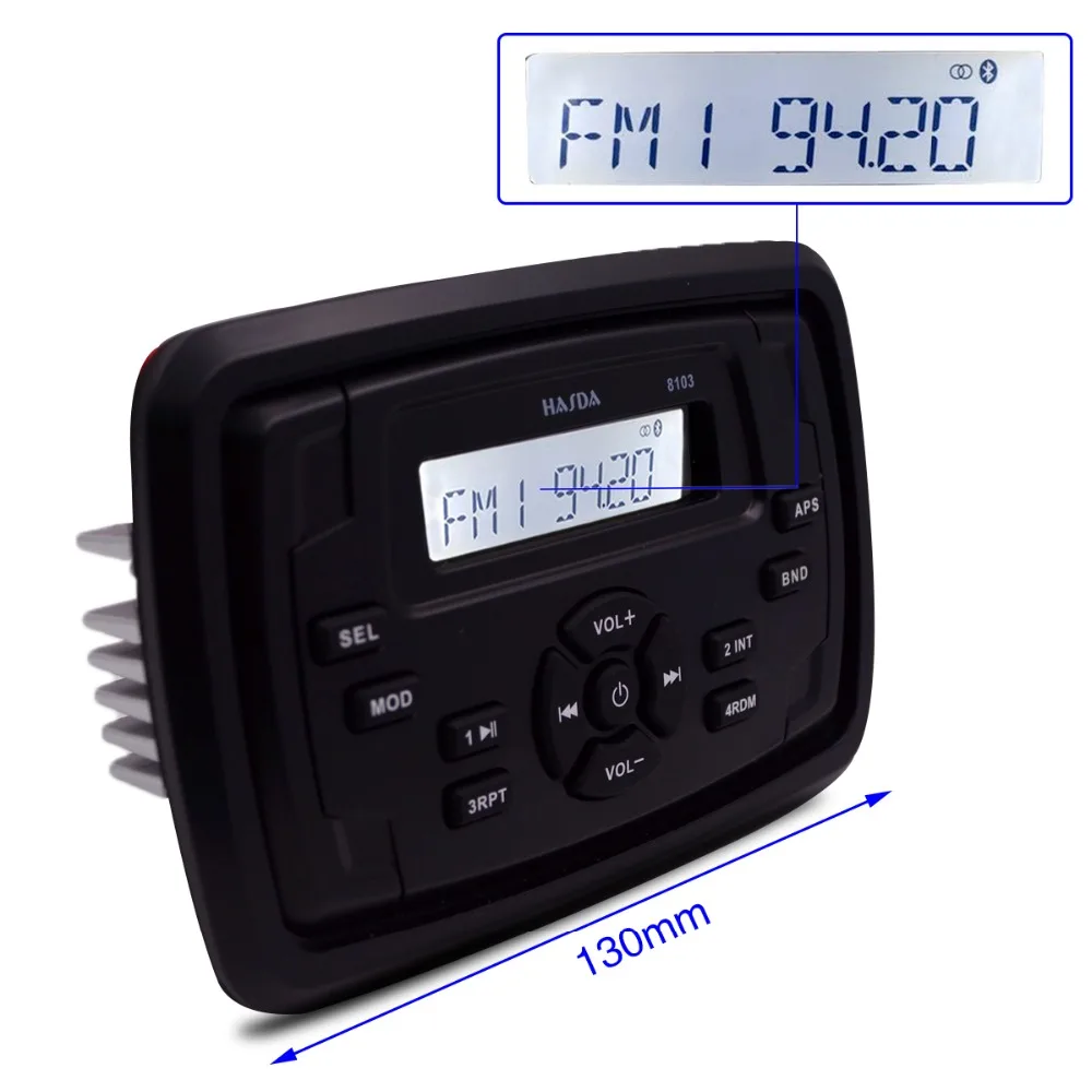 HASDA Водонепроницаемый морской радио аудио Лодка аудио мотоцикл приемник RV Автомобиль Bluetooth Звуковая система FM AM USB квадратный MP3 плеер