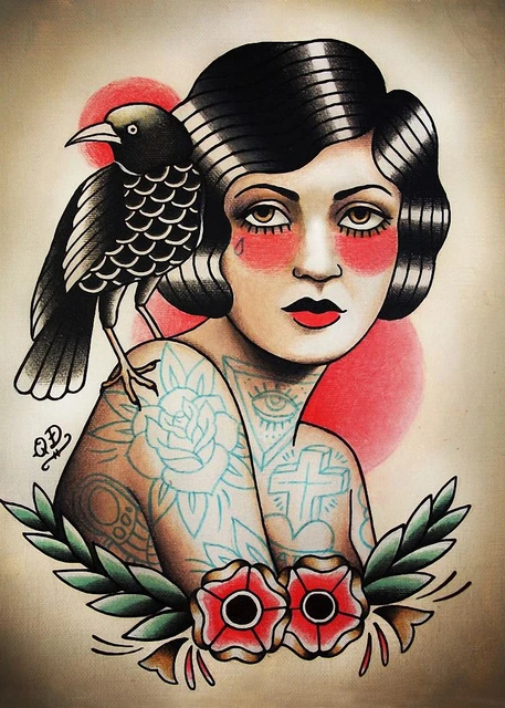 vintage tattoos design woman patterned posters kraft paper vintage tattoos design woman patterned posters kraft paper