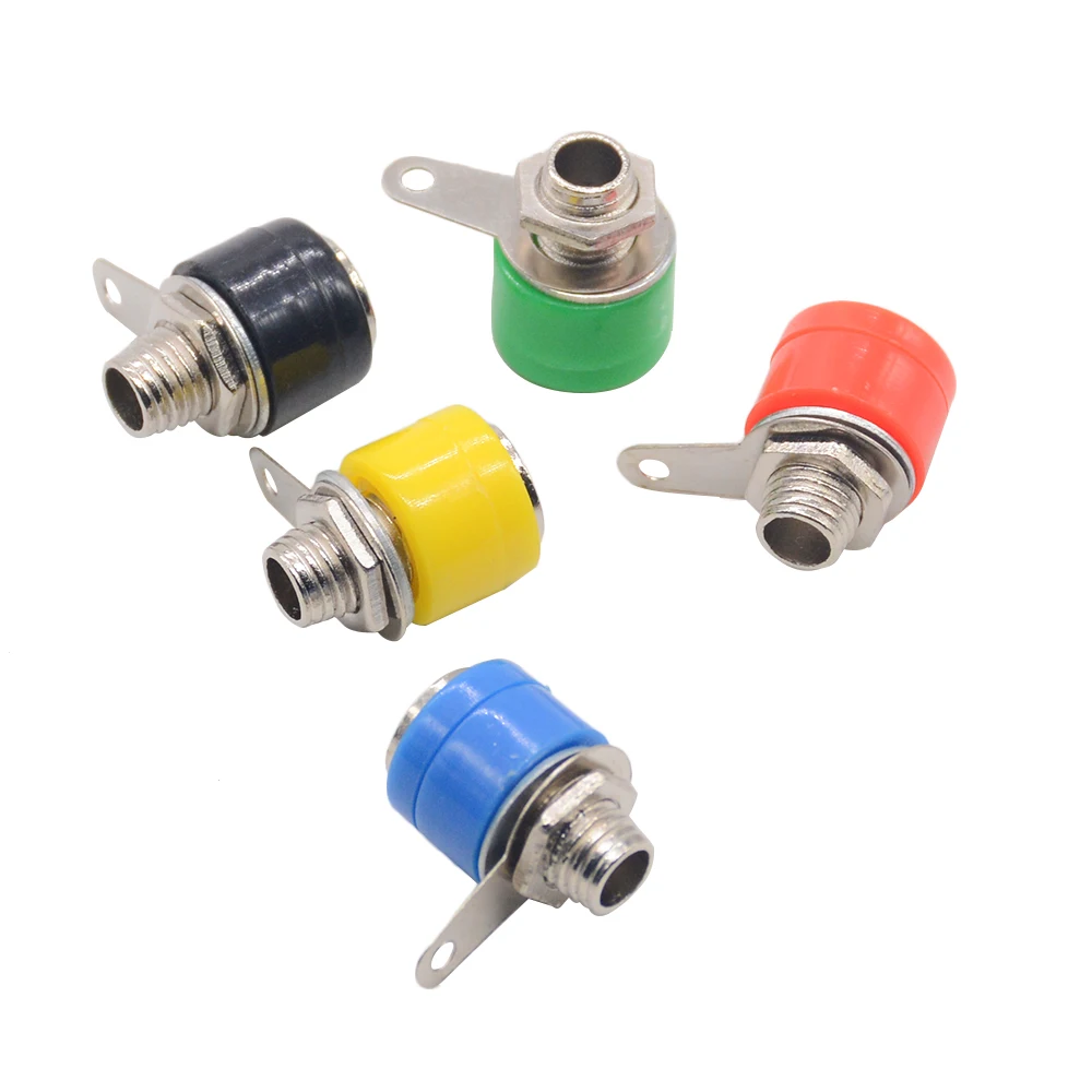

10pcs 4mm Banana socket for testing instrument 5 Color Plug Adapter DIY Red Green Yellow Black Blue