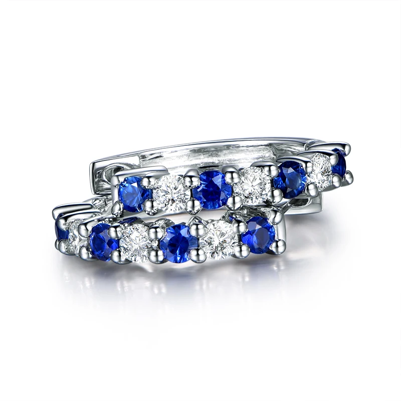 WALERV, модное ювелирное изделие, серебряные серьги-кольца для женщин, женские серьги с синими и белыми кристаллами, милые маленькие серьги для девочек, подарок