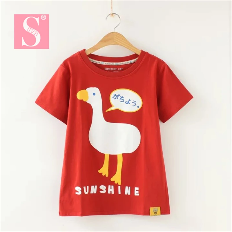 

STVY Harajuku T-shirts For Women Korean Style Tees Top Cartoon Printed Cotton Tops Camiseta Feminina 2018 Summer Hot Sales