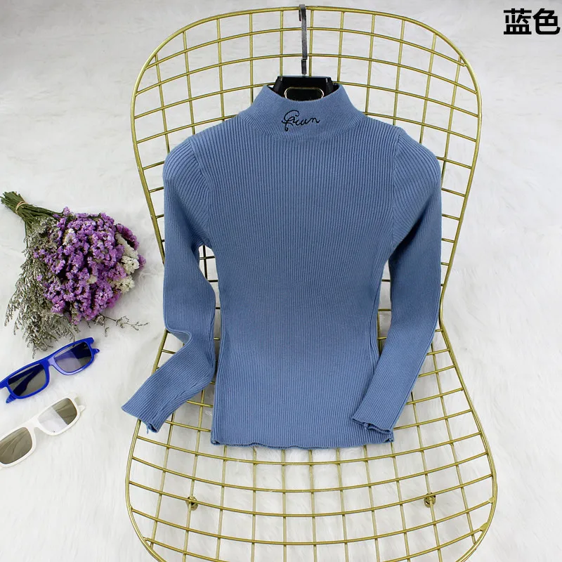 Hot 2019 Women Sweater Embroidered Letters 9 Colors Sweater Pullovers Spring Autumn Long Sleeve Knitted Tops D273
