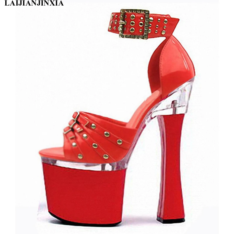 LAIJIANJINXIA Sandals New arrived Thick High Heel Shoes Bottom Pumps