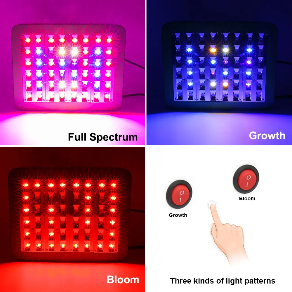 300 Вт светодио дный растет лампы 48 светодио дный s полный спектр AC85 265 В светодио дный светать для комнатных растений роста и гидропоники