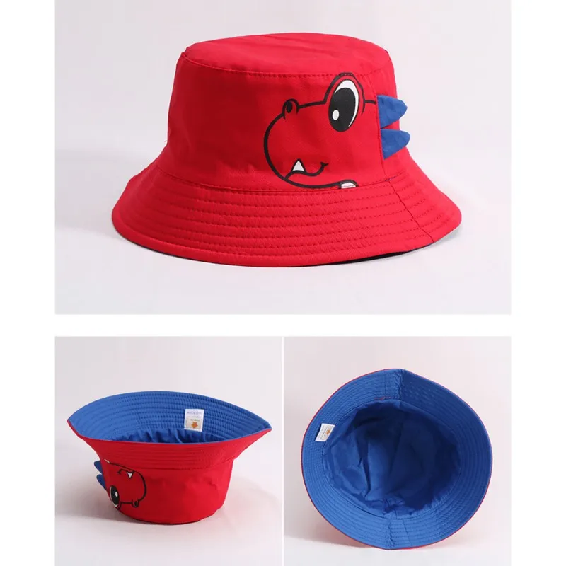 Весенняя шапка для маленьких мальчиков и девочек, шапки с принтом динозавра из мультфильма для малышей, двусторонний головной убор от солнца