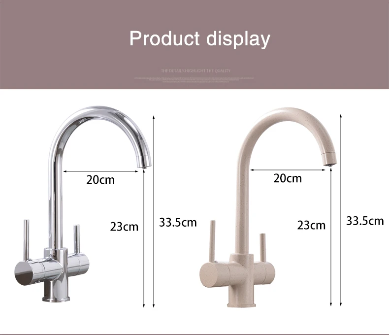 drinking Water Purification Tap Beige&Chrome Kitchen sink Faucet mixer Design 360 Degree Rotation filtered Kitchen Faucet pantry cabinet