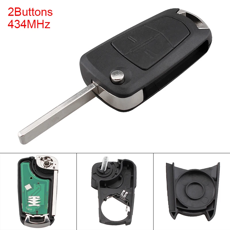 

433MHz 2 Buttons Portable Keyless Uncut Flip Remote Key Fob PCF7941 Chip Car Key for Opel (Vauxhall) Corsa D 2007-2012