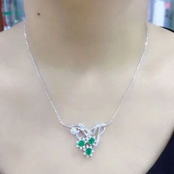

Qi Xuan_Fashion Jewelry_Colombian Green Stone Flower Necklaces_S925 Solid Silver Pendant Necklaces_Factory Directly Sales