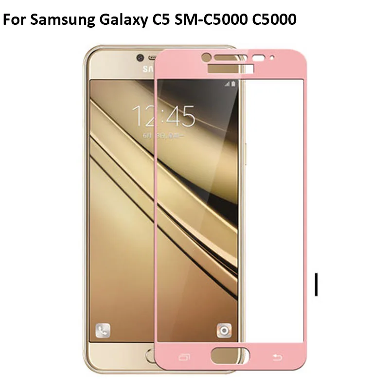 

5PCS Black Ultra-Thin screen protector Tempered Glass For Samsung Galaxy C5 C 5 SM-C5000 C5000 c 5000 full Screen protective