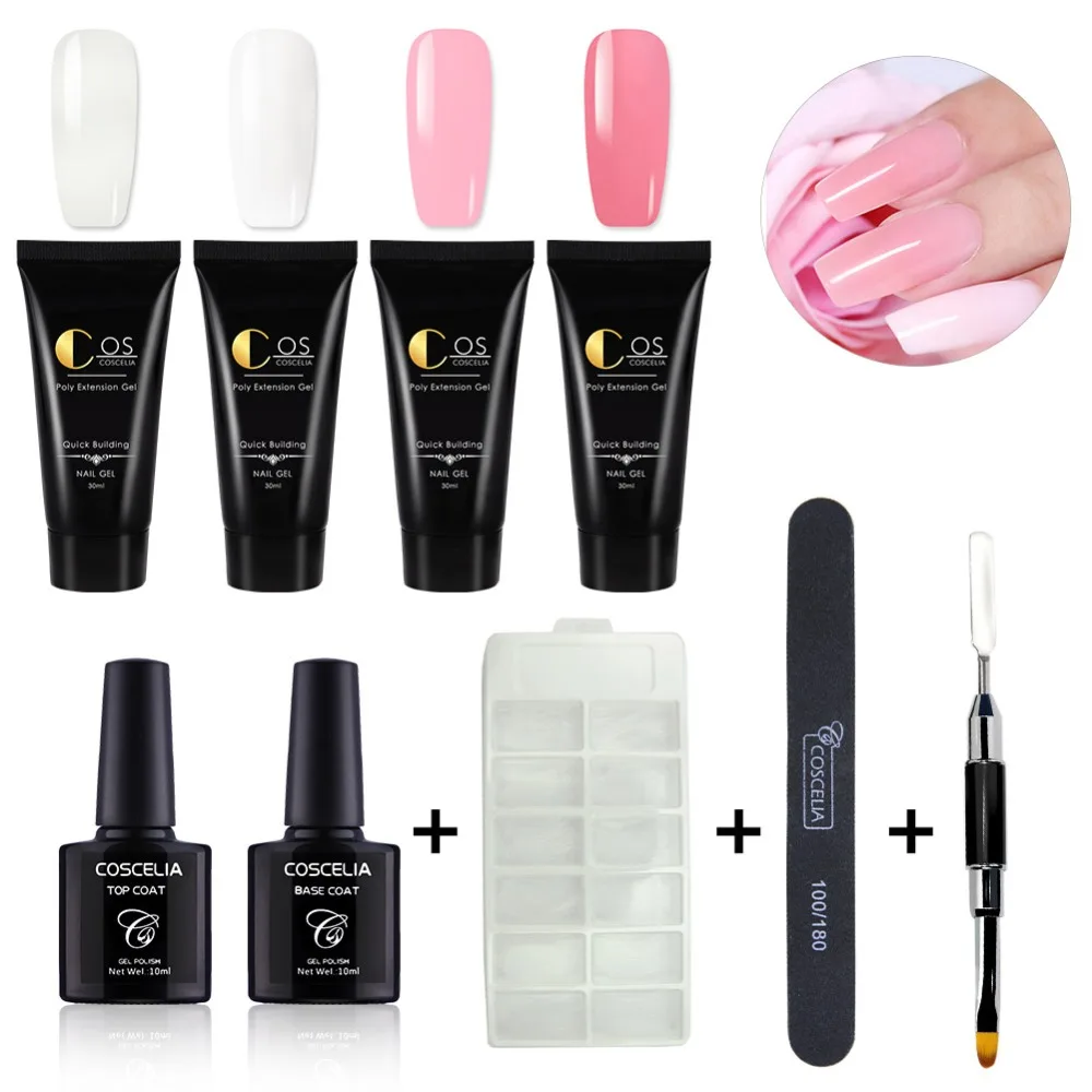 

Nail Art Set Quick Extension Builder Gel Set Top Base Cost Manicure Tool Set Nail Brush Nail File Gel Polish Extension Tool Set