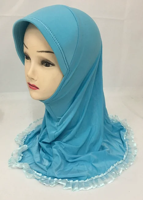 12 шт./лот) стиль маленький хиджаб для девочки детский мусульманский шарф XHGT019