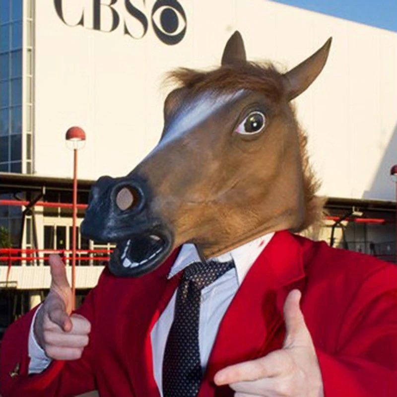 Halloween Cosplay Brown Horse Mask Men Masque Costume Prop Black Mask