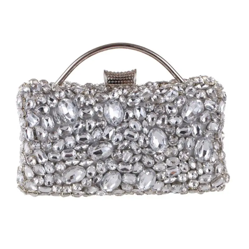 Pochette Da Sera Con Strass E Perline: Borsa Scintillante A Triangolo Per Matrimonio E Ballo (Argento, Taglia L)
