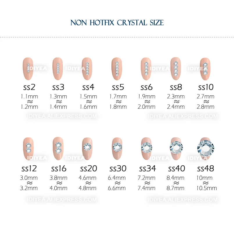 Прозрачный смешанный размер SS3-SS10 SS4-SS30 Стразы для украшения ногтей не горячей фиксации Кристаллы Блестки DIY Декор Маникюр блестки