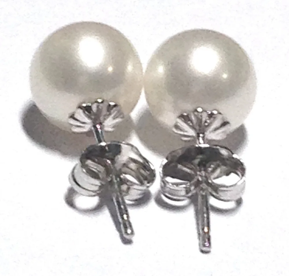 

Free Shipping >>>> natural 11-12MM AAA south sea white pearl earrings 14K white GOLD