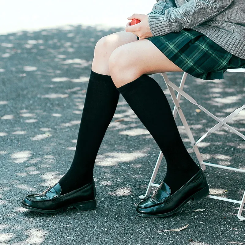 Cute & Sexy Women Knee High Socks Japanese JK School Uniform Velvet Lolita Girl Stocking Black & White Wholesale Price