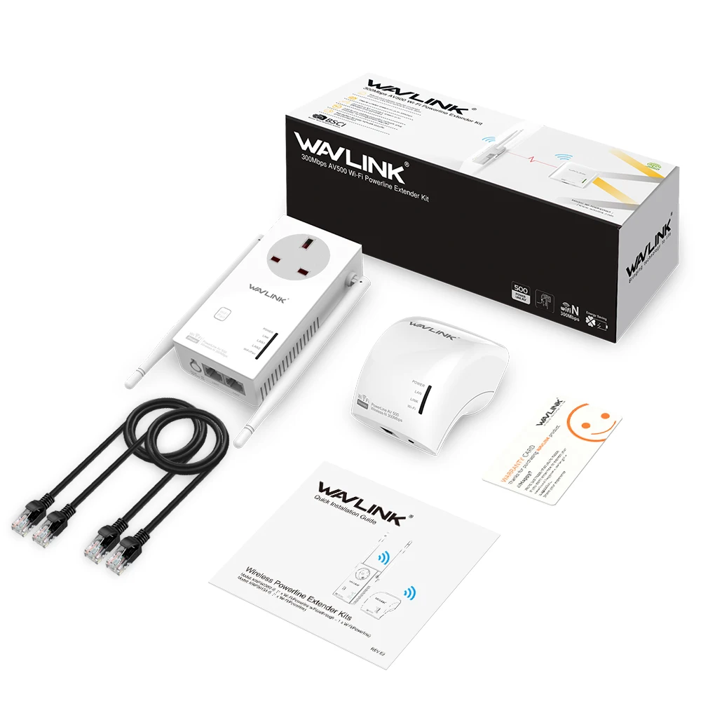 Wavlink AV500 Беспроводной расширитель Wi Fi комплект линий электропередач Ethernet адаптер
