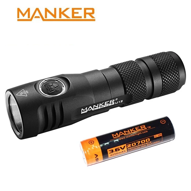 Светодиодный фонарик Manker U12 2000 люмен CREE XHP50 II с USB кабелем типа C 20700 карманный