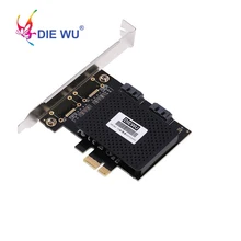 DIEWU PCIe 1X to 2 SATA 3 Expansion card with ASM1061 chip Adapter converter