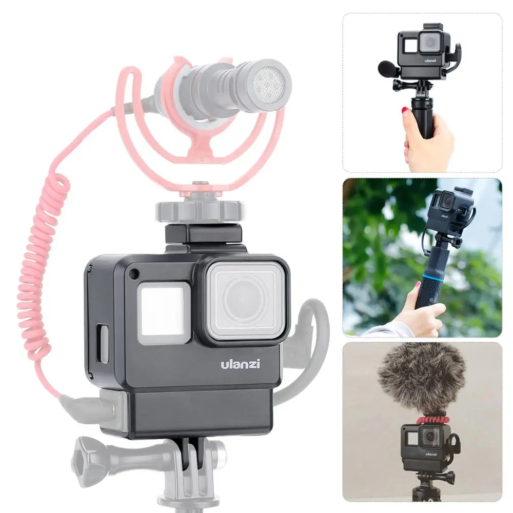 

Ulanzi V2 Vlog Gopro Case for GoPro Hero 7 6 5 With Cold Shoe Mount for Microphone LED Video Light Camera Accessories