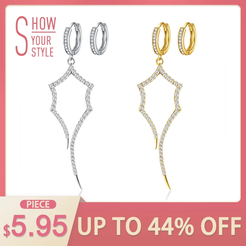 

ORSA JEWELS Original Women Hoop Earrings AAA Dazzling CZ Cobweb Pattern 62MM Big Earring Gold-color Silver Color Jewelry OE201