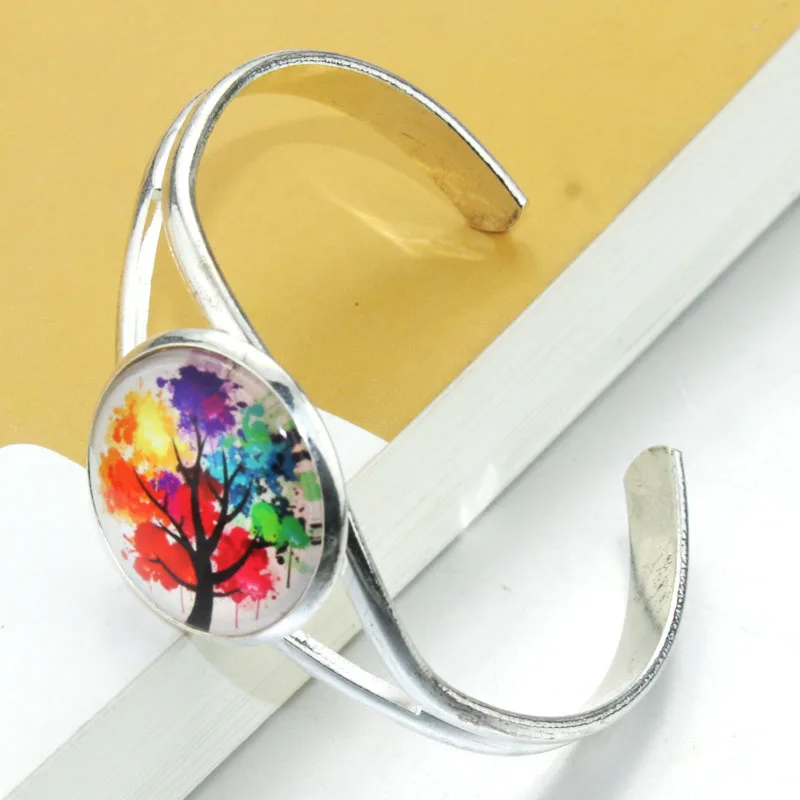 

High Quality 25mm Silver Plated Bangle Base Bracelet Blank Findings Tray Bezel Setting Cabochon Cameo 8730