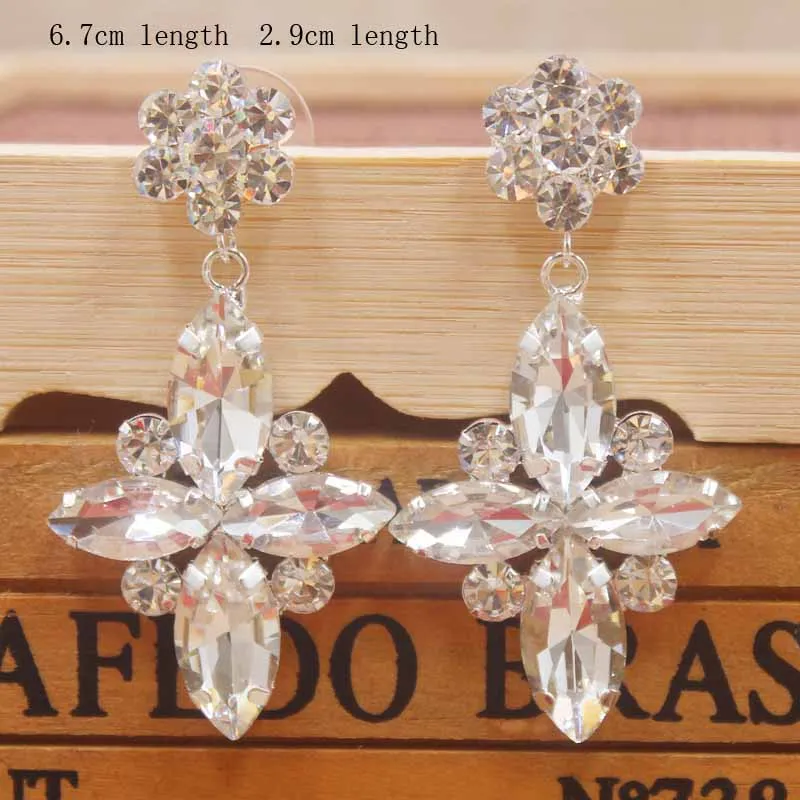 Zerong Multi rhinestone dangling earring gold crystal stone earring silver shiny women earring wedding /party deoration earring