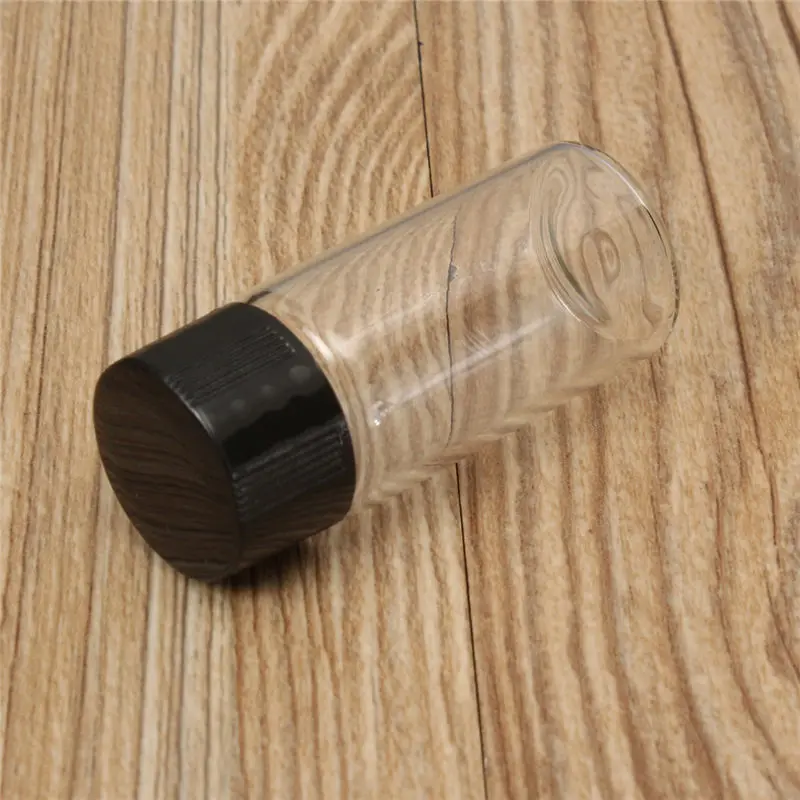 KiWarm Simple 10ml Vial With Plastic Black PP Cap Small Empty Clear Glass Bottle Wishing Bottle Home DIY Decoration