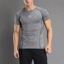 Для мужчин компрессионная футболка с короткими рукавами быстросохнущие дышащие для бег Спорт Фитнес FI-19ING