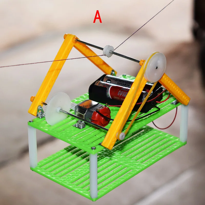 Электрический экскурсии кабель модель автомобиля/подняться веревки для ходьбы Корзина/научные физики экспериментальной развивающие игрушки/DIY части игрушки - Цвет: A