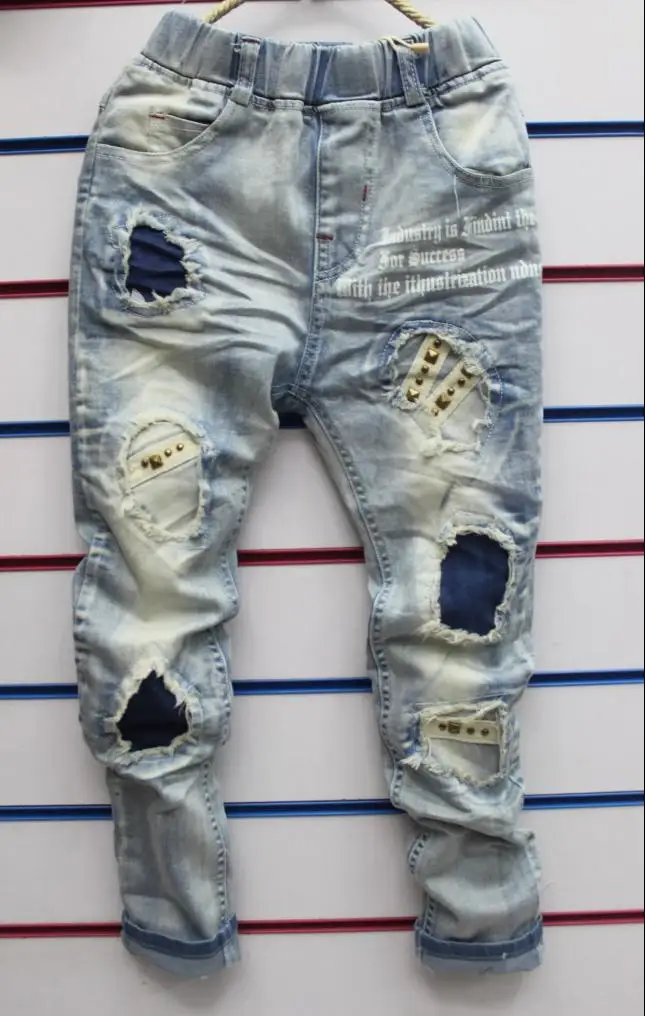 Replay Kids Light Blue Stretch Jeans with Rips Stretch Jeans with Rips