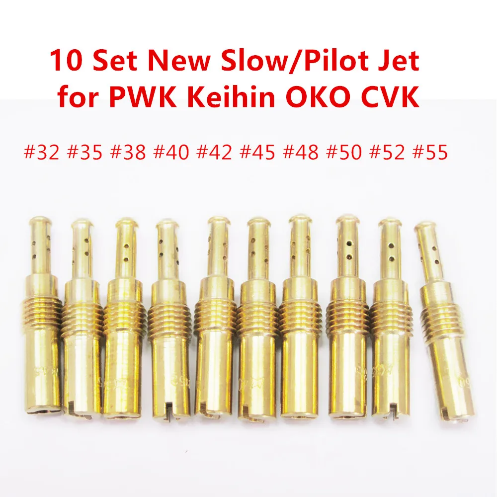 

Slow/Pilot Jet For PWK Keihin OKO CVK Carburetor Vice injectors 32,35,38,40,42,45,48,50,52,55 (10pcs Set)