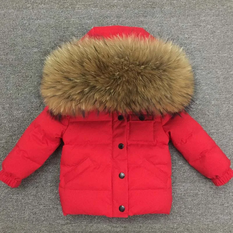 

Russia Winter Children Down Jacket Raccoon Fur Collar Toddler Clothing Kids Outerwear Coat For Boys Girls 12M-10 Years Clj122