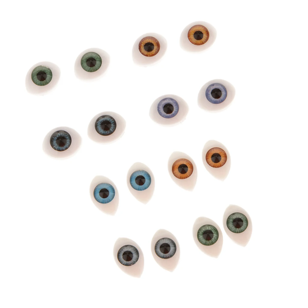 8 Pairs Plastic Oval Flat Back Eyes 5mm 6mm For Mask Bear Dolls DIY Puppets Dolls Craft