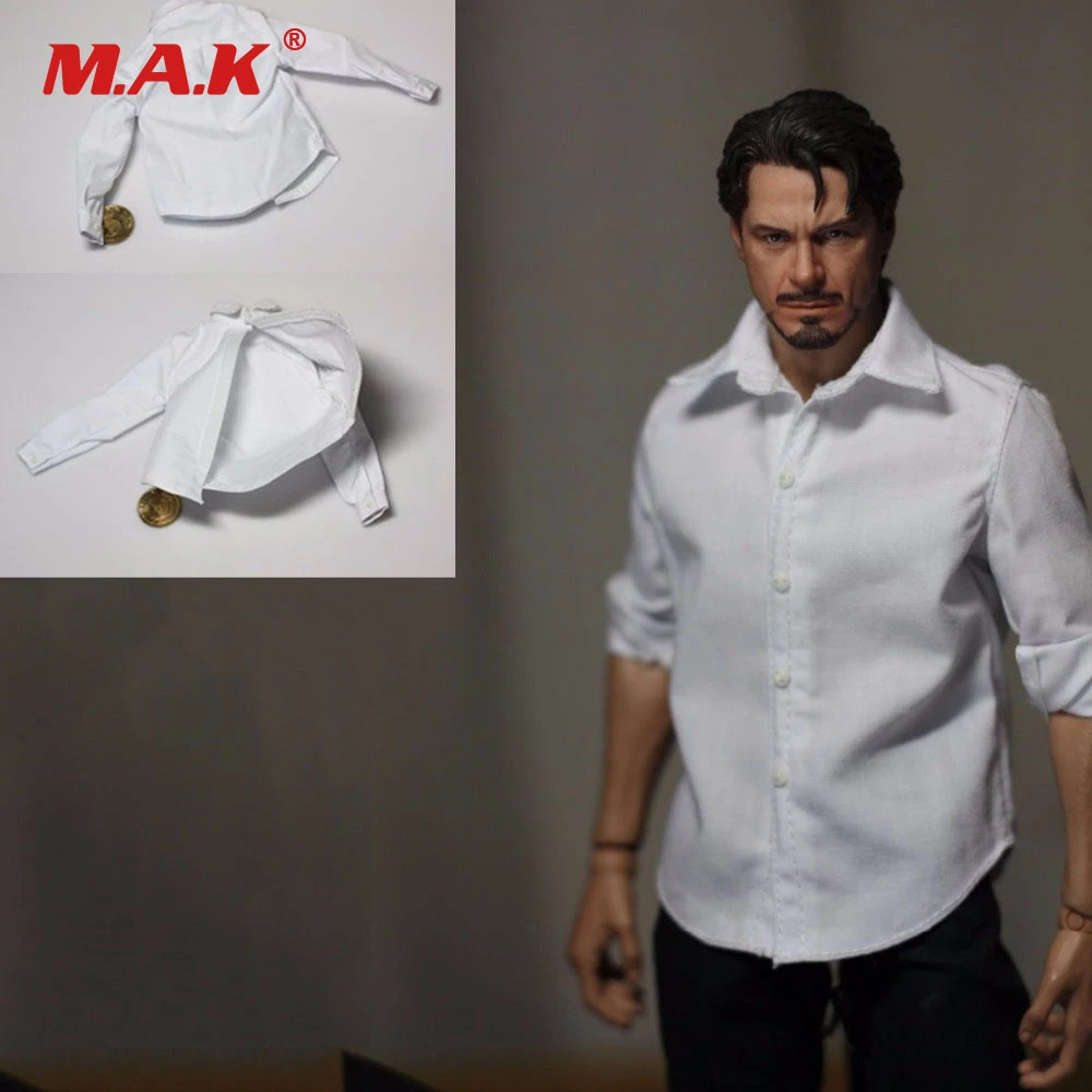 1//6 Scale Men Fashion Casual Hosen Männlich Schlank Weiß T Shirt Kleidung