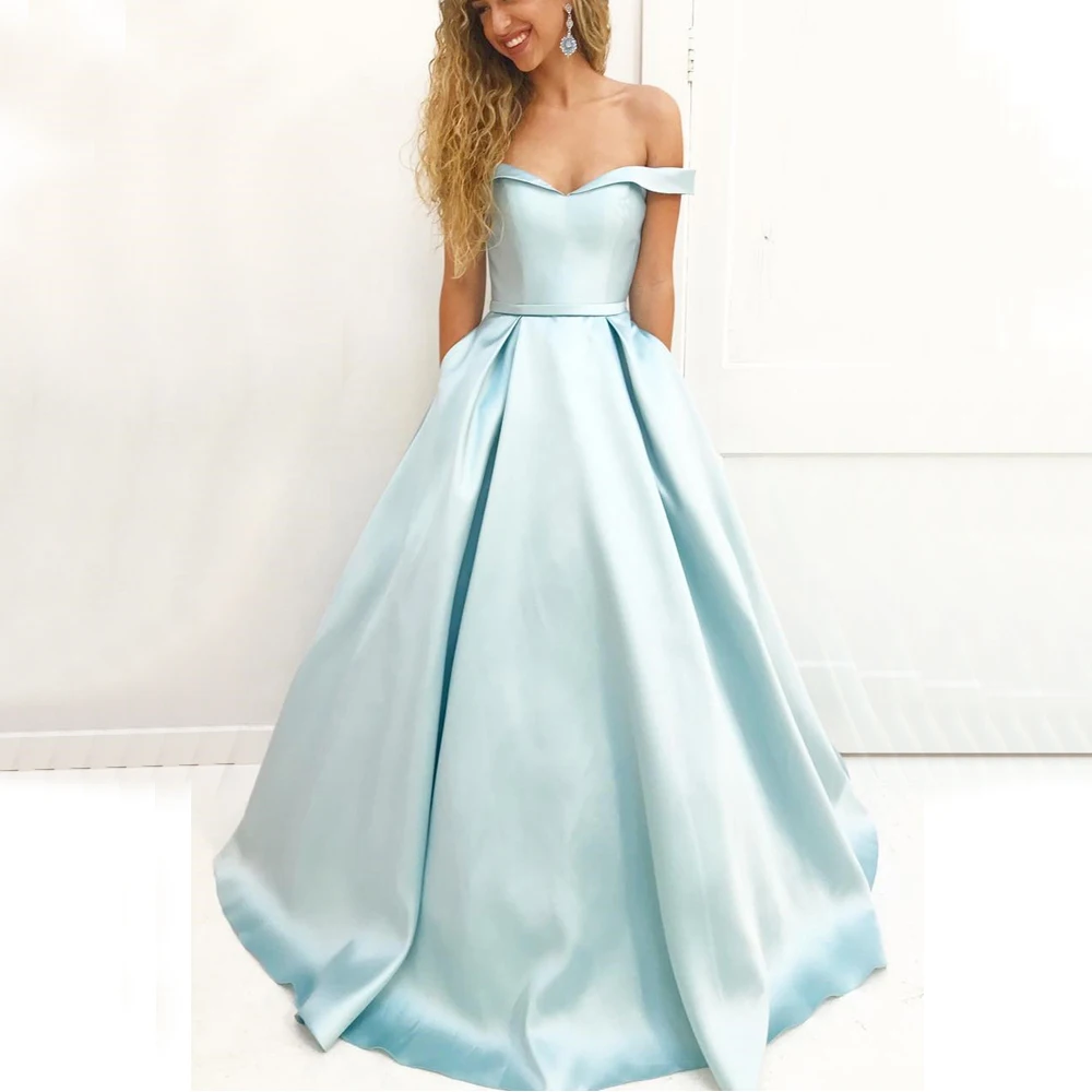 

2019 Mint Blue Long Bridesmaid Dresses Boat Neck A Line High Quality Satin Formal Gowns Custom Made Cheap Maid Of Honor Dress