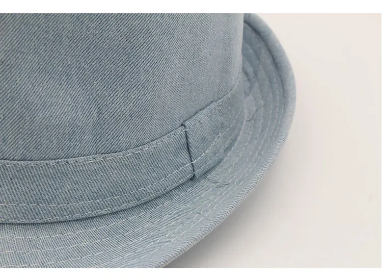 Women Men's Classic  Structured Gangster Trilby Fedora Hat mens panama men fedora hat denim (7)