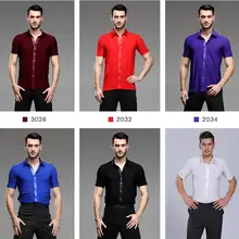 Черные, белые, красные мальчик Взрослый Латинский Топы Практика одежда мужская рубашка с коротким рукавом для латинских танцев рубашки Бальные Латинский сценический танцевальная рубашка